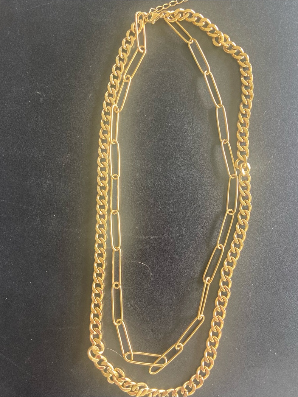 Gold Double-Strand gold Chain Necklace - Women Jewelry- layering piece
